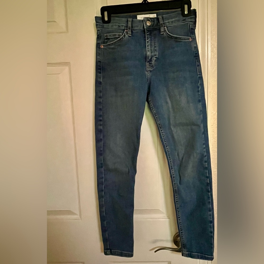 Topshop Petite Jamie high rise skinny jeans in mid blue
